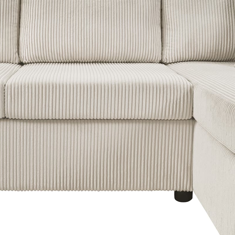 115.3" Corduroy U-Shaped Sectional Sofa with Chaise Lounge and Throw Pillows
