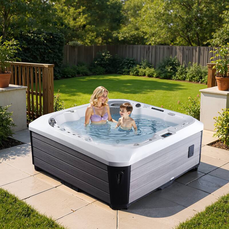 EROMMY Luxury 6-Person Hot Tub – 51 Jets, Heated & Ozonated – Premium Family Spa with Cover