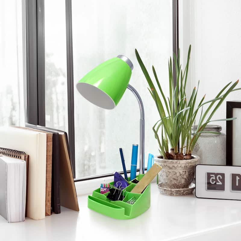 Gooseneck Organizer Desk Lamp with iPad Stand - 18.5" - Green