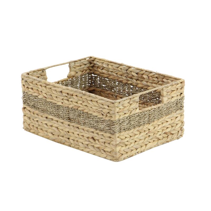 Seagrass Handmade Storage Basket with Handles - Set of 4 Light Brown - Roche River Decor - 12"W x 16"L x 7"H