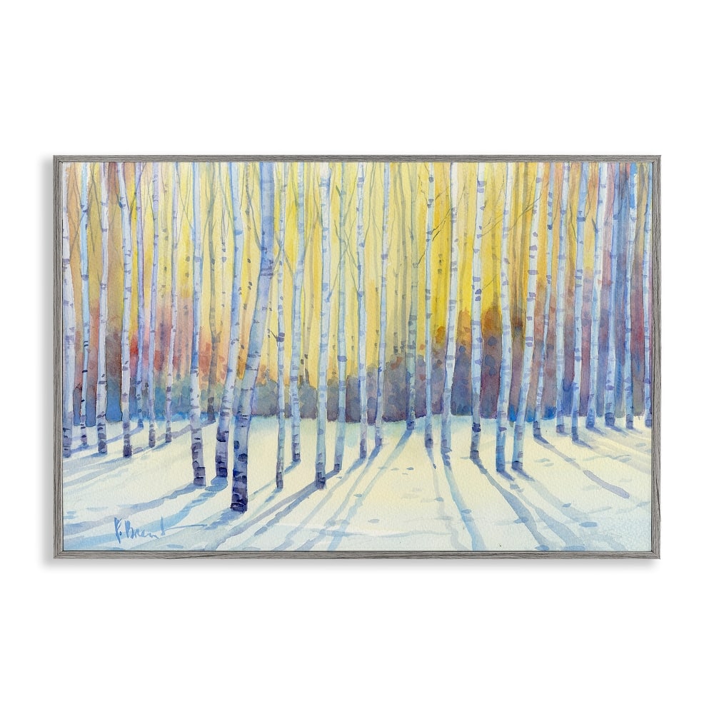 Stupell Sunlit Winter Birch Trees Framed Giclee Art Design By Paul Brent