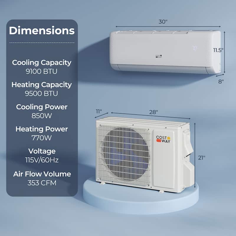 9100 BTU Mini Split Air Conditioner & Heater 115V Inverter AC Unit