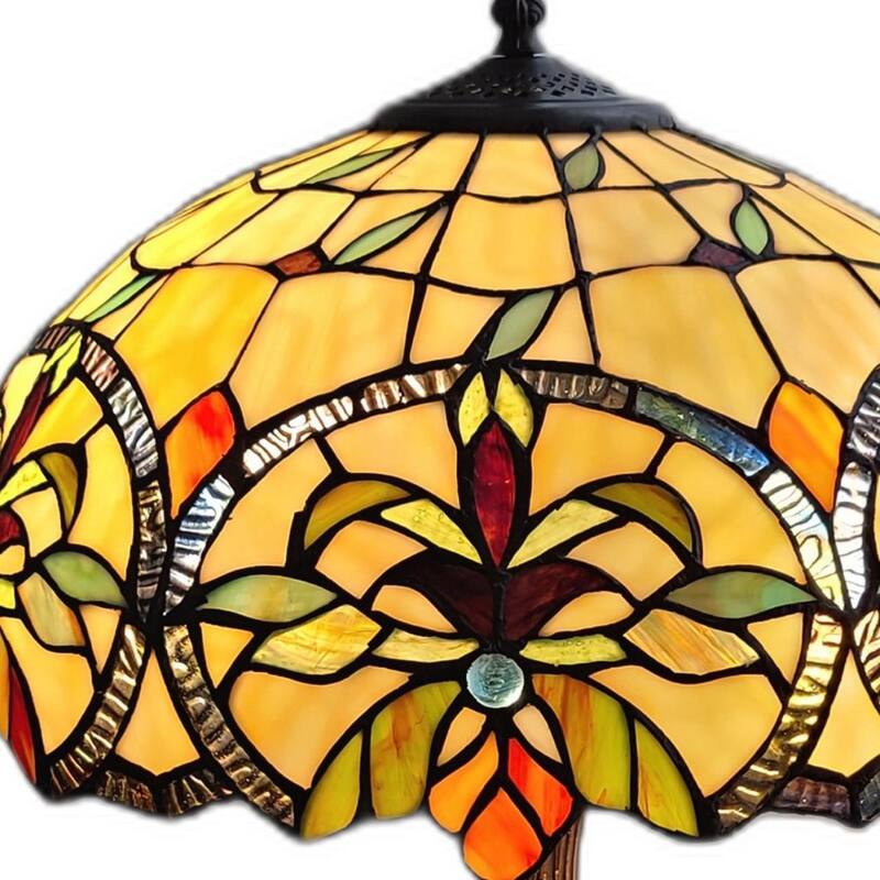 23 Inch Stained Glass Two Light Table Lamp with Dark Brown Metal Base - 12” x 21” x 23”