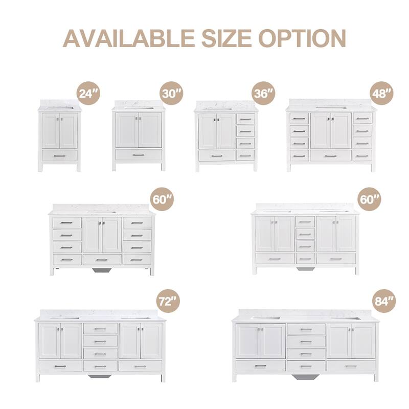 Prismatica 24 in. White Vanity with Countertop & Splash, Single Sink