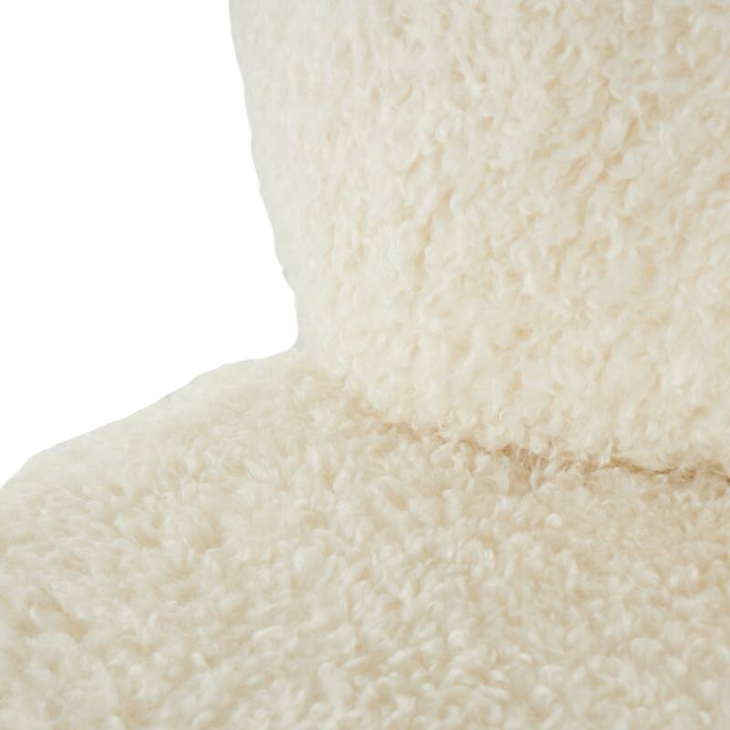 White Polyester Living Room Accent Chair with Brown Wooden Legs