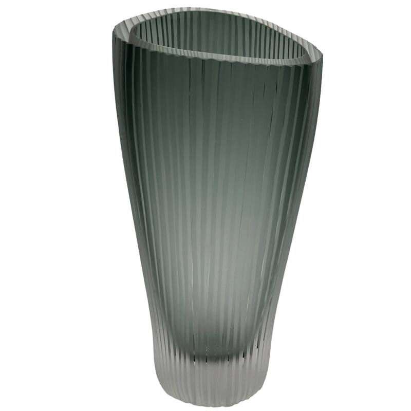 11" High Premium Contemporary Glass Vase in Grayish Blue