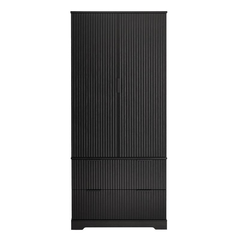 72" Fluted Kitchen Pantry Cabinet, Freestanding Cupboard Storage Cabinet with 2 Drawers for Smart Organization