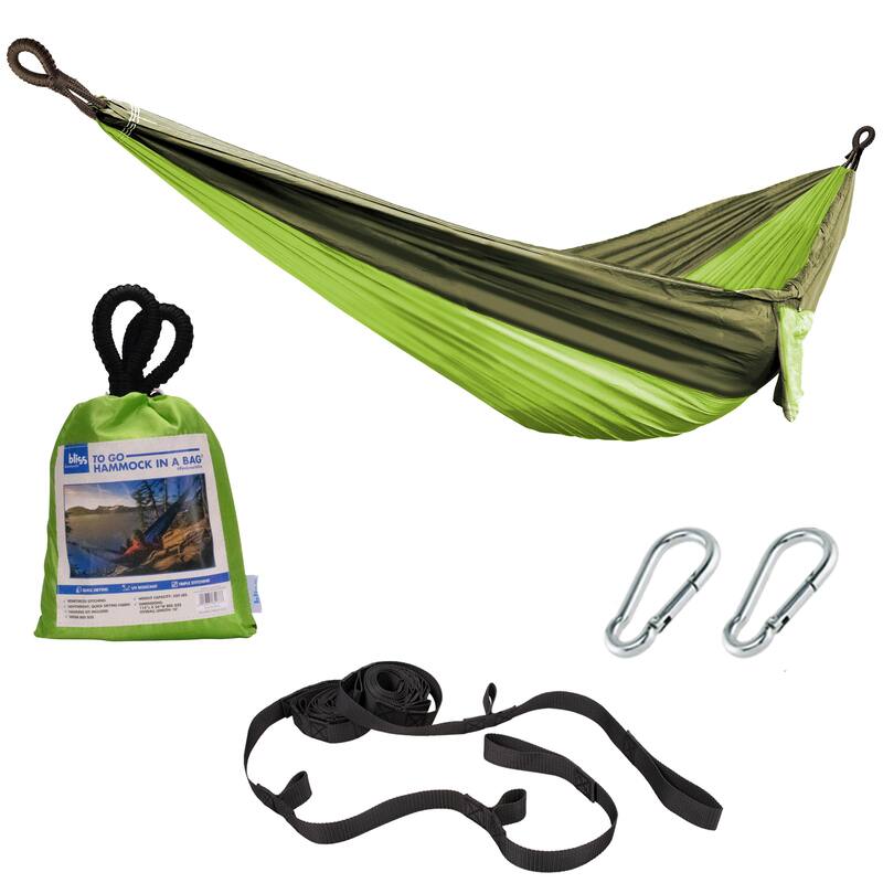 Hammock in a Bag w/ Adjustable Tree Straps - 54-in Wide - Forest Green - 54-in Wide