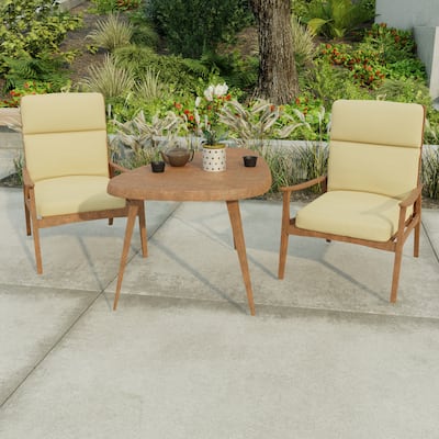 22" x 44" Beige Solid Outdoor Chair Cushion with Ties and Loop - 44'' L x 22'' W x 4'' H