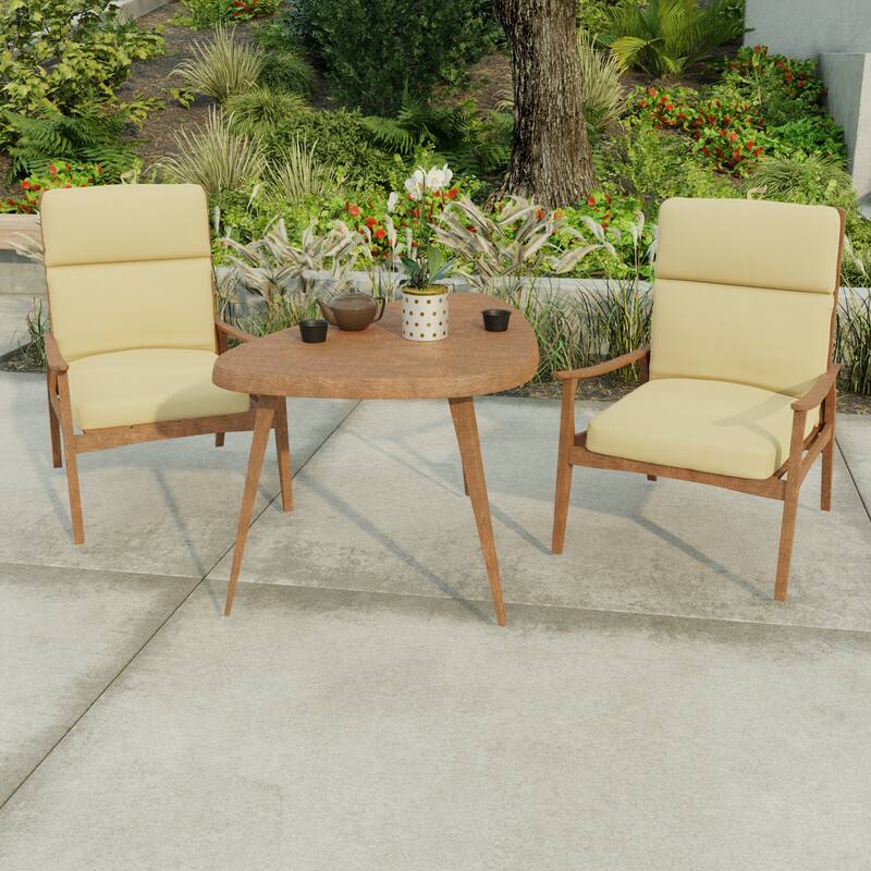 22" x 44" Beige Solid Outdoor Chair Cushion with Ties and Loop - 44'' L x 22'' W x 4'' H - McHusk Birch