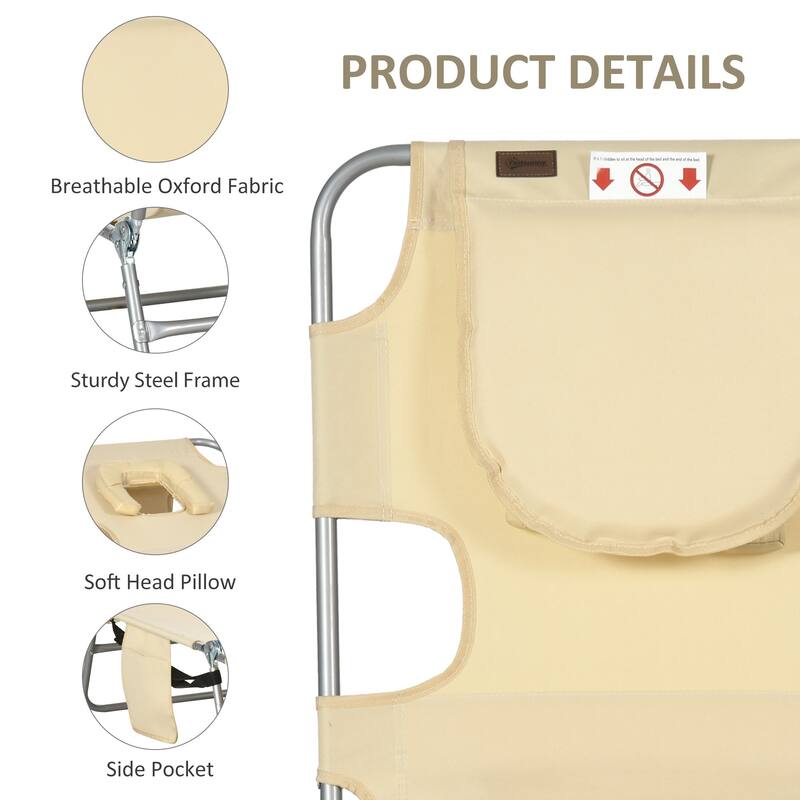 Folding sun loungers with face holes, arm slots and side pockets