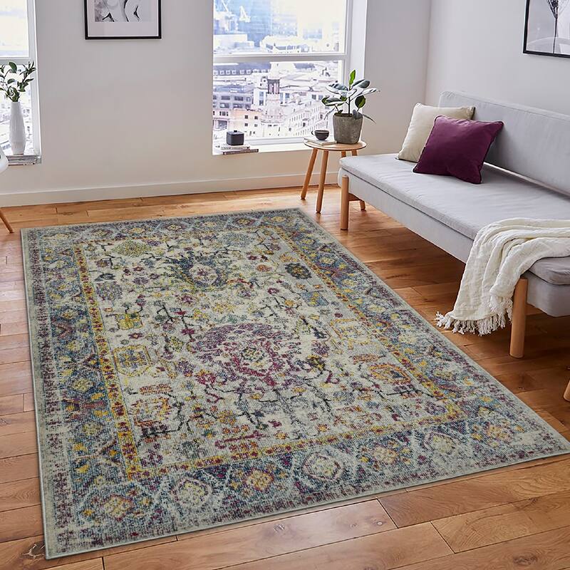 Magi Marissa Transitional Boho Area Rug - 2'7" x 8' - Gray/Orange