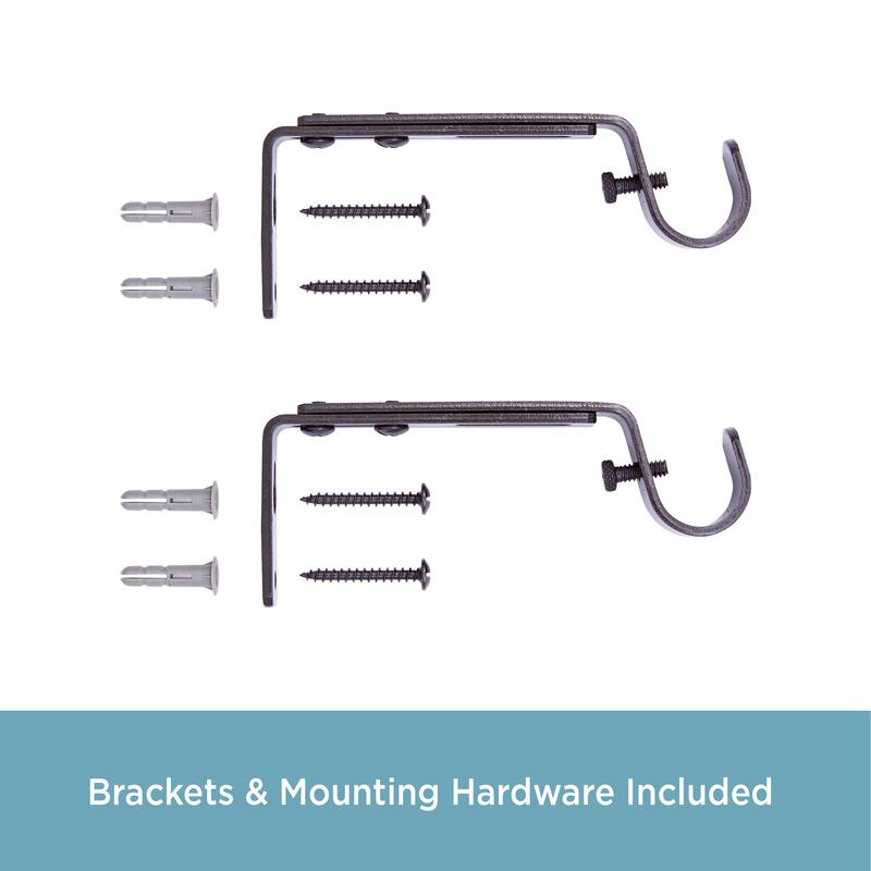 Kenney® 3/4" Adjustable 4.5-6.125" Curtain Rod Mounting Brackets, Set of 2, Black