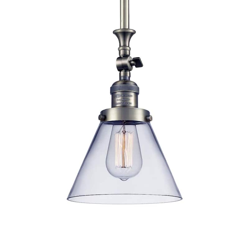 Innovations Lighting Large Cone 8" Wide Adjustable Mini Pendant - Antique Brass / Clear
