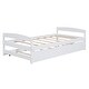 preview thumbnail 22 of 22, Twin Platform Bed with Trundle, Grey, Solid Wood Frame, No Box Spring Needed