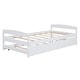 preview thumbnail 9 of 18, Twin Size Solid Pine Platform Kids Bed Frame with Twin Size Trundle, White