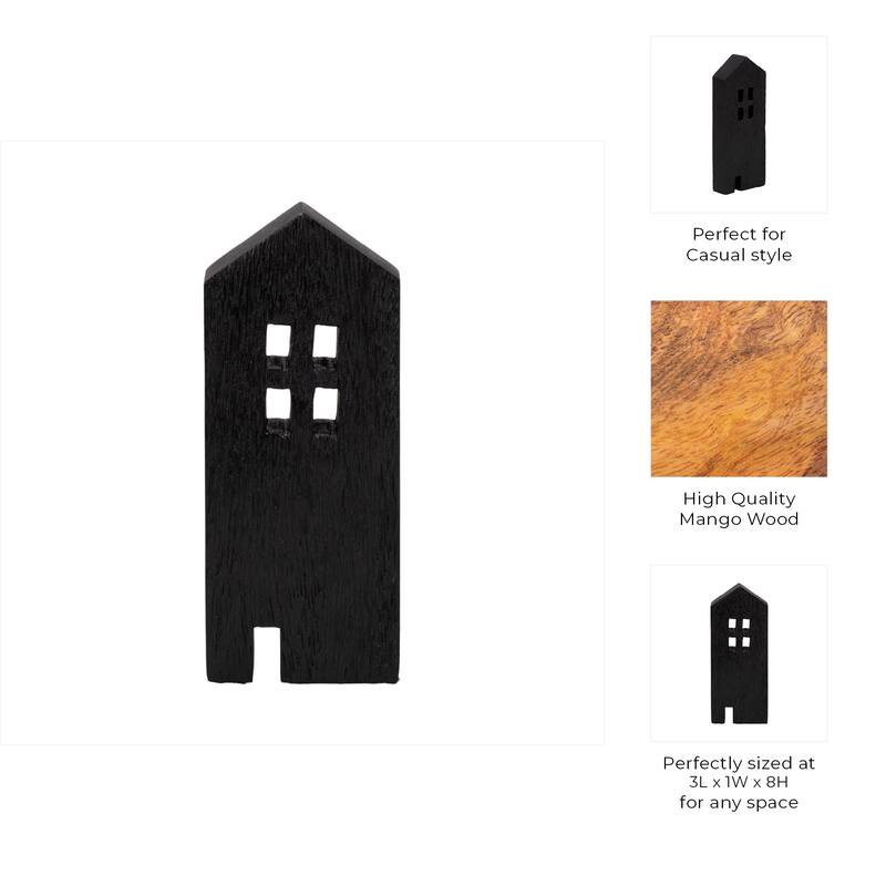Modern Mango Wood House-Shaped Decorative Object Sculptural Figurine