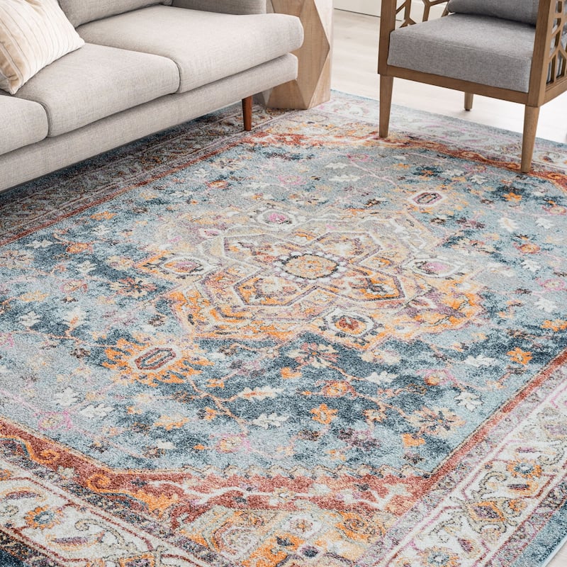 Whitfield Vintage Medallion Indoor Area Rug - 10'6'' x 14'6'' - Denim