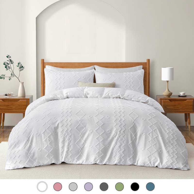 Clipped Jacquard Geometric Duvet Cover & Pillowcase Set