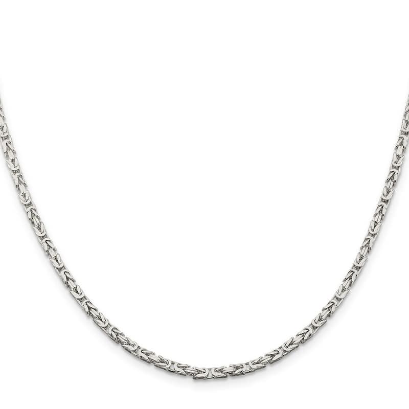 Curata 925 Sterling Silver 2.5mm Squared Byzantine Chain Necklace for Men Optiosn: 16 18 20 24 30