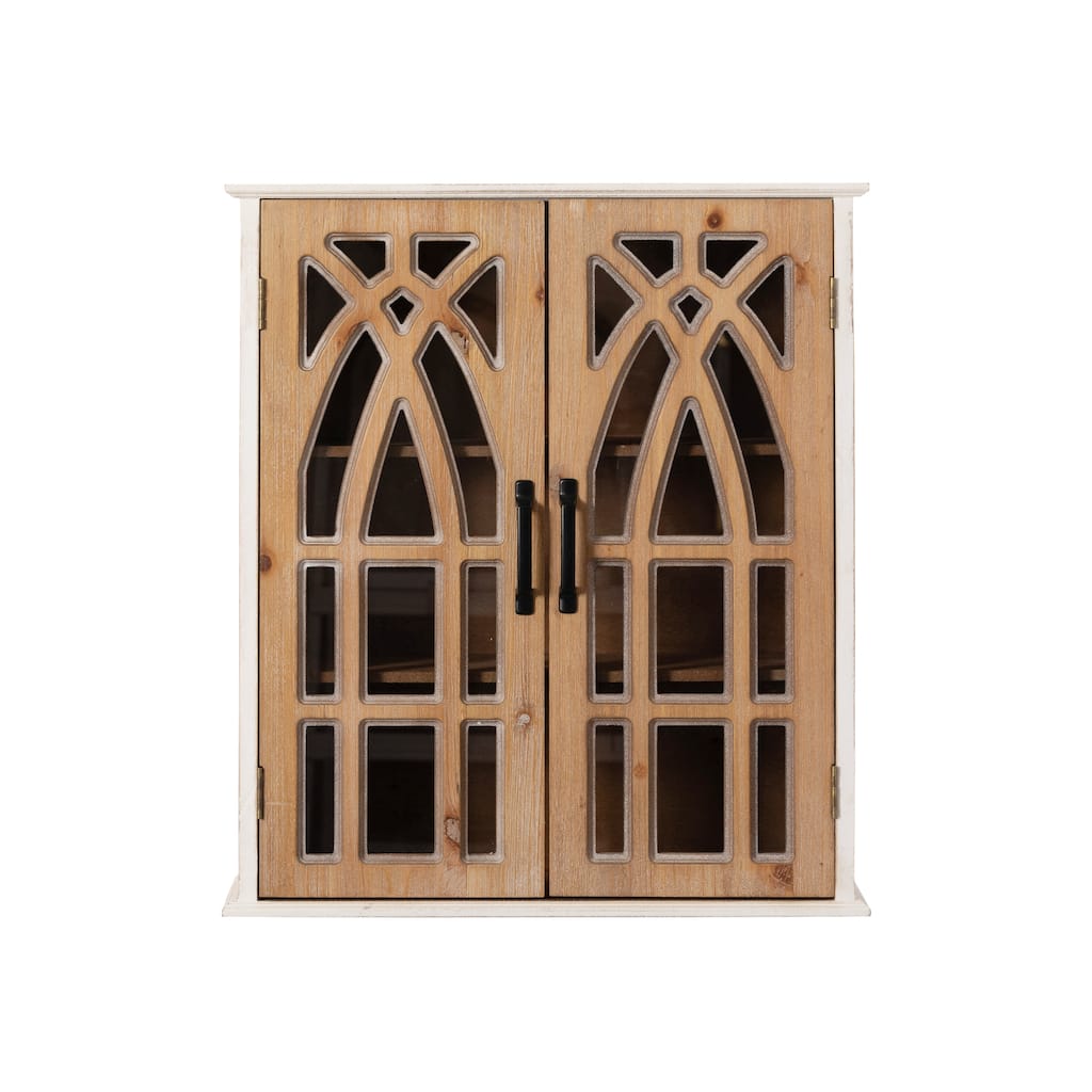 Ashbury Wall-Mounted Accent Cabinet Solid Wood with Decorative Cutout Doors and Farmhouse Storage by GDFStudio