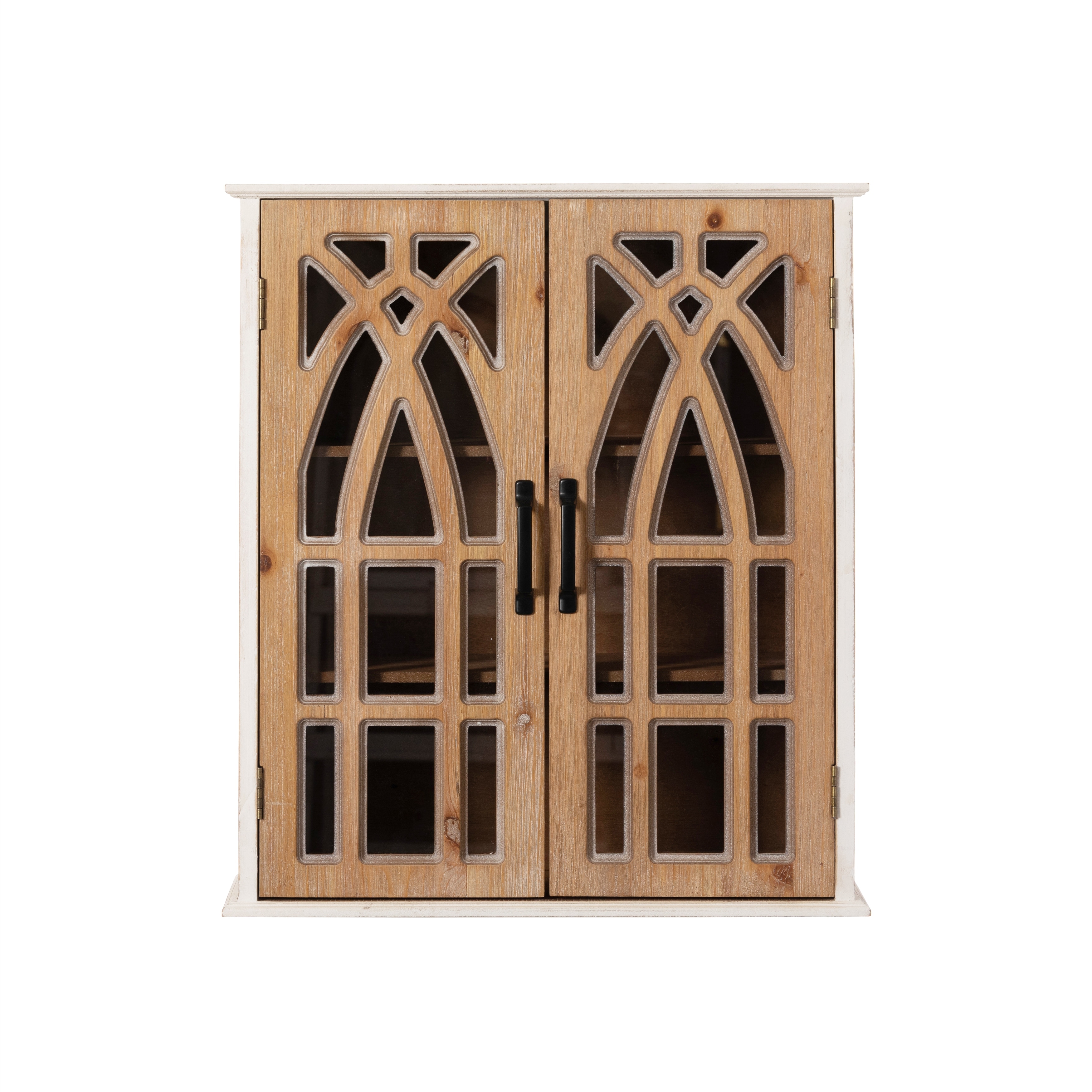 Ashbury Wall-Mounted Accent Cabinet Solid Wood with Decorative Cutout Doors and Farmhouse Storage by GDFStudio