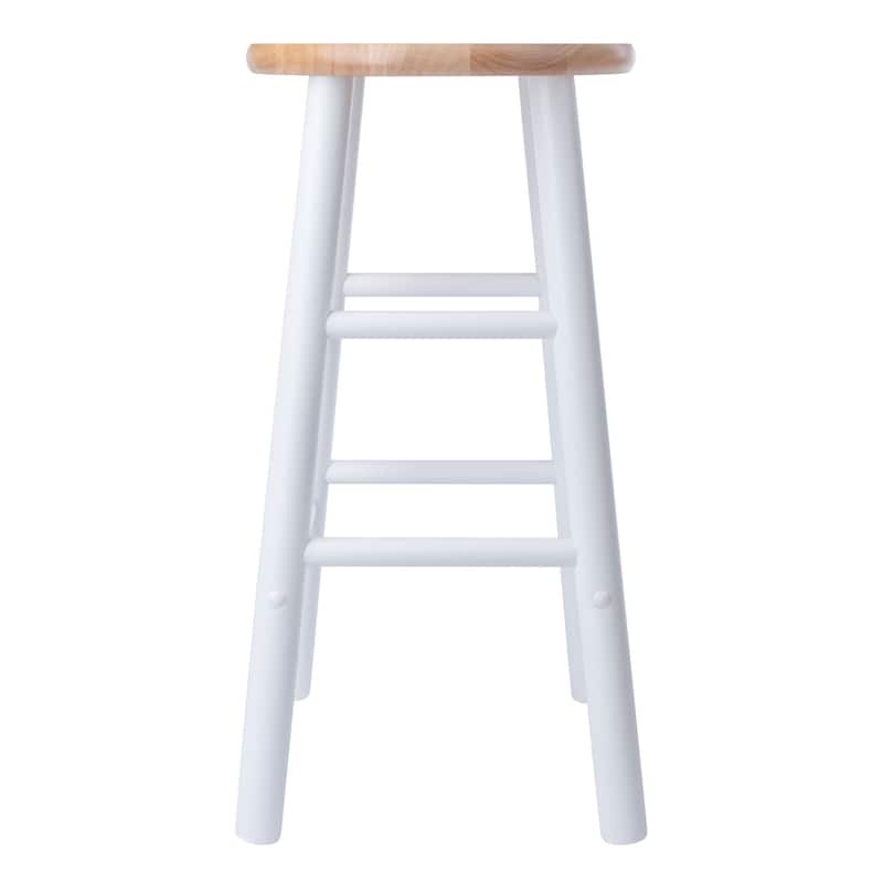 Set of 2 Natural Brown and White Transitional Counter Stools 24.25"