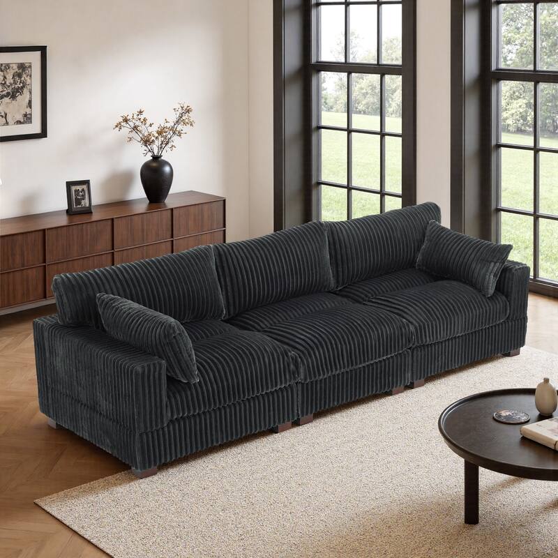 Plush Flannel Modular Sectional Sofa for Living Room