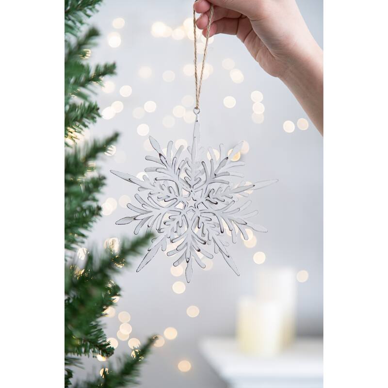 Set of 6 Iron Snowflake Hanger, Decorative Hanging Ball Christmas Tree Ornaments for Holiday Party Decorations