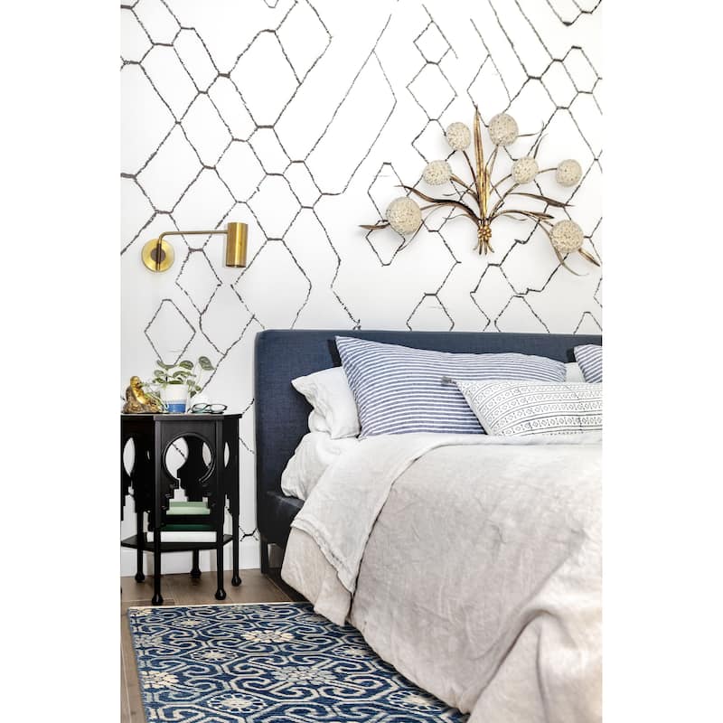 ECARPETGALLERY Hand-knotted Mystique Dark Blue Wool Rug - 2'4 x 6'2
