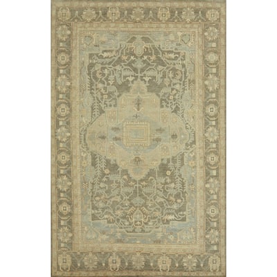 Vegetable Dye Wool Oushak Turkish Large Rug, Floral Geometric Carpet - 14' 3'' X 10' 0''