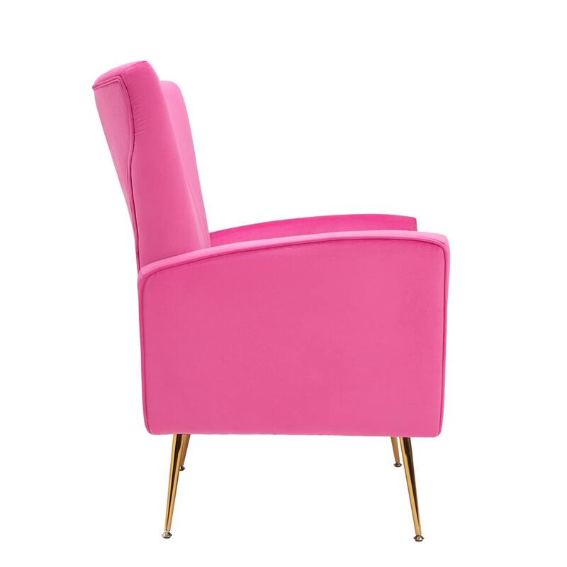Velvet Accent Chair, Wingback Arm Chair with Gold Legs, Upholstered Single Sofa