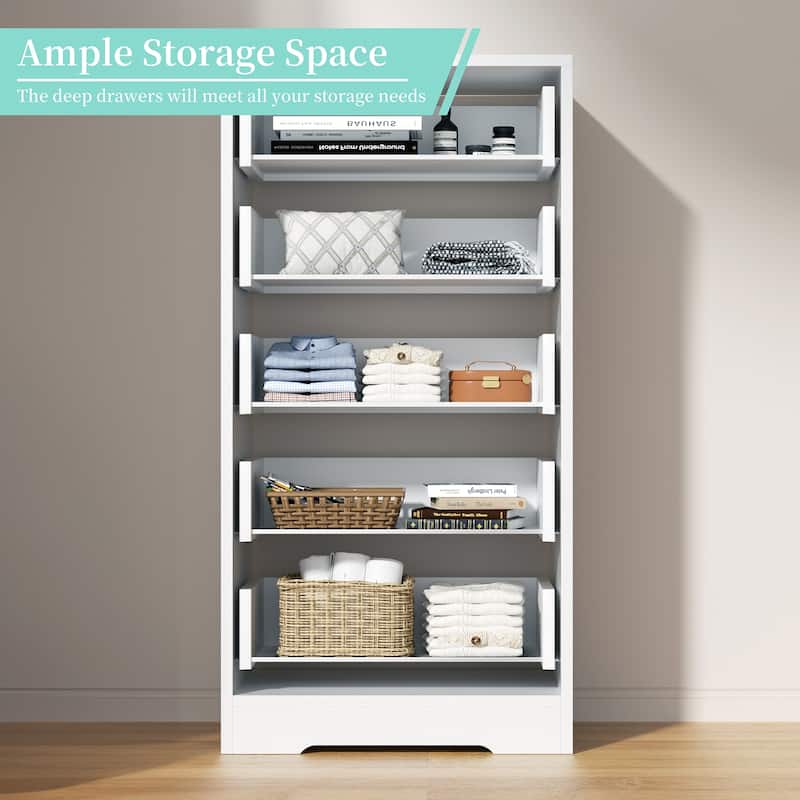 5-Drawer Bedroom Dresser, Wood Chest of Drawers