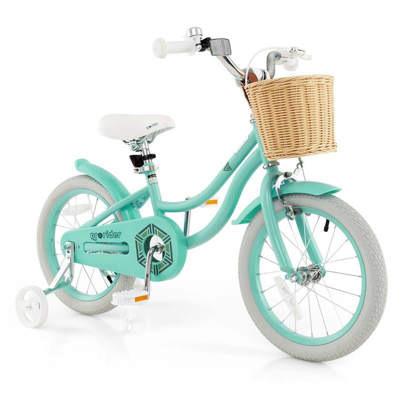 Prorider 16" Kid’s Bike with Training Wheels Adjustable Handlebar Seat - See Details - Green