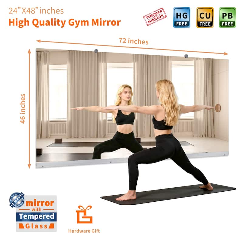 Wall Mirror Home Gym Mirror Dance Studio Mirror Tempered Glass Mirror - 72X46
