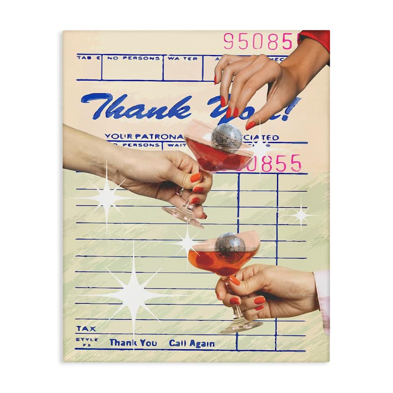 Stupell Drink Cheers Restaurant Check Canvas Wall Art Design By Lil' Rue - 36 x 48
