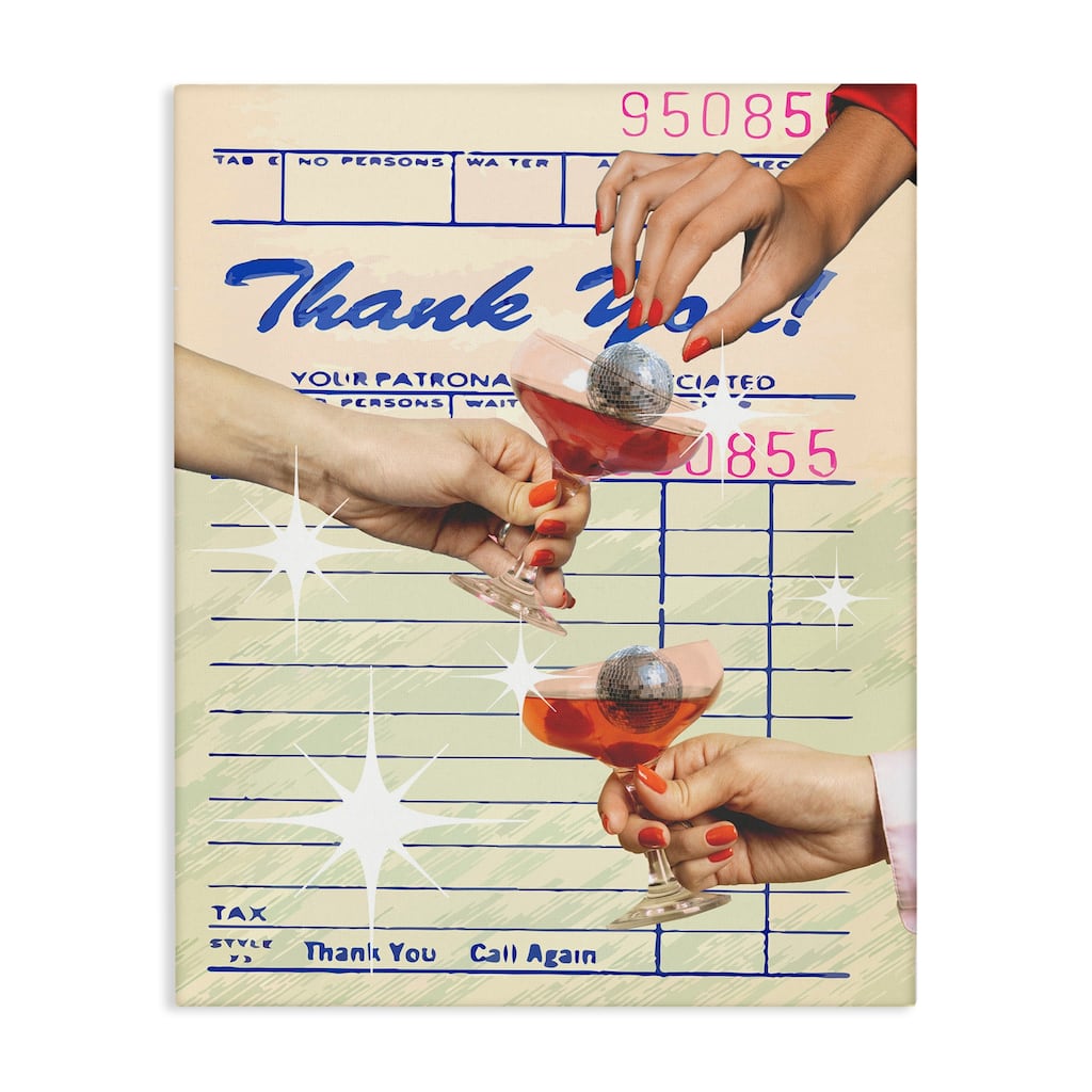 Stupell Drink Cheers Restaurant Check Canvas Wall Art Design By Lil' Rue