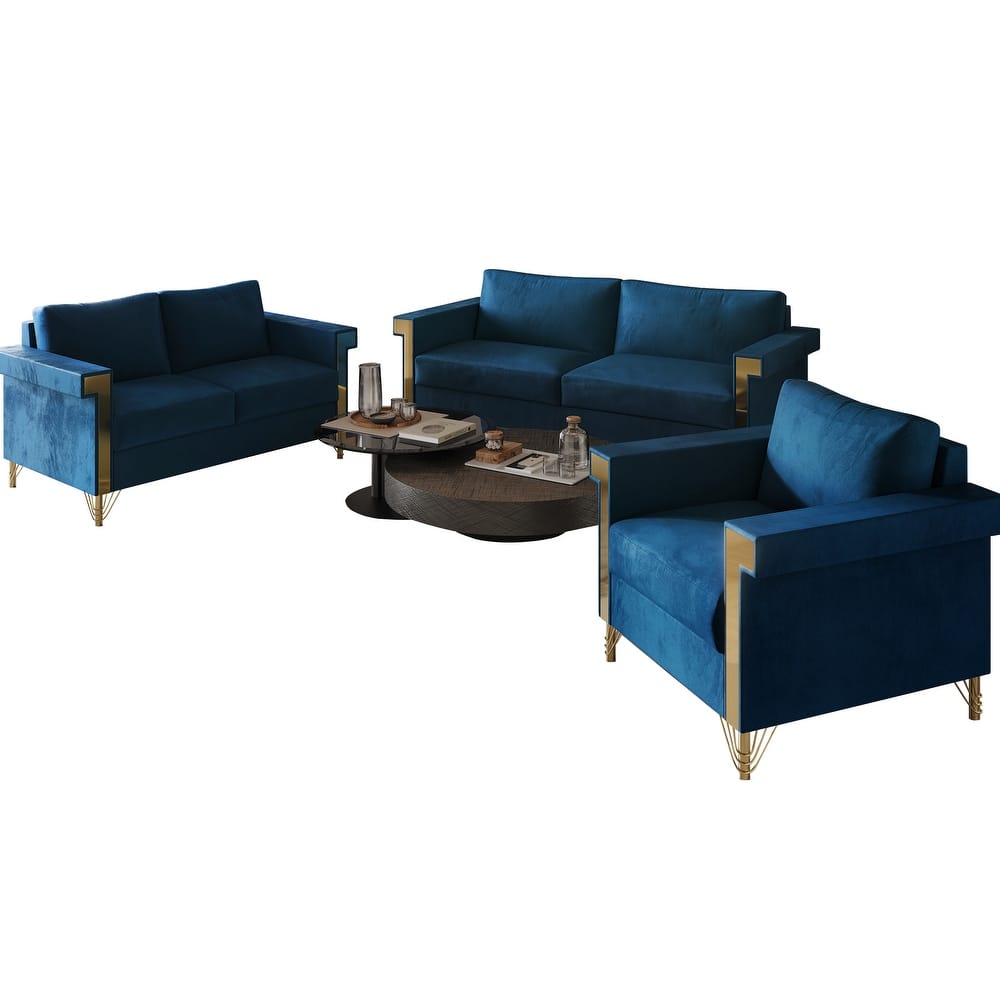 CraftPorch Luxurious Velvet Upholstered 3-Piece Living Room Set