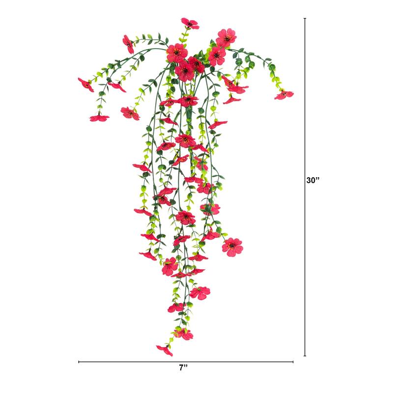 31-in UV Resistant Artificial Daisy Hanging Plant - Set of 6