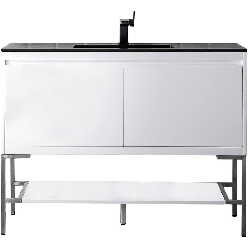 James Martin Vanities 805-V47.3-BN-CH Mantova 48" Single Basin Poplar - Glossy White - Painted