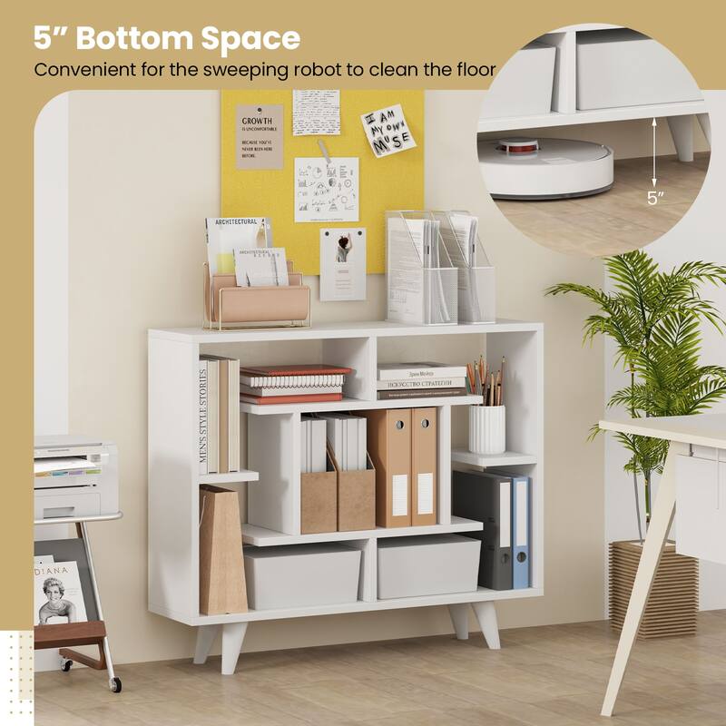 Gymax Bookshelf Geometric Bookcase w/ Anti-Tipping Kit Storage