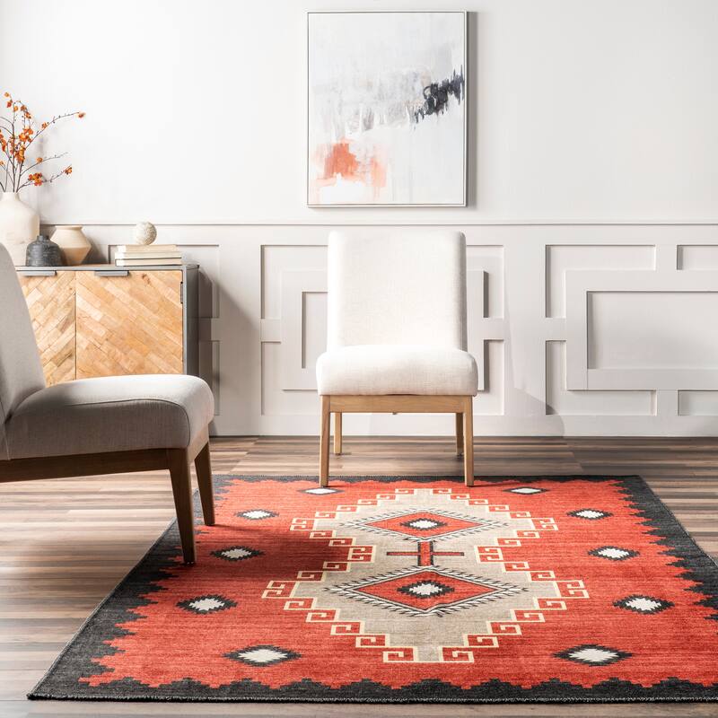 Nuloom Imelda SpinClean Aztec Machine Washable Area Rug