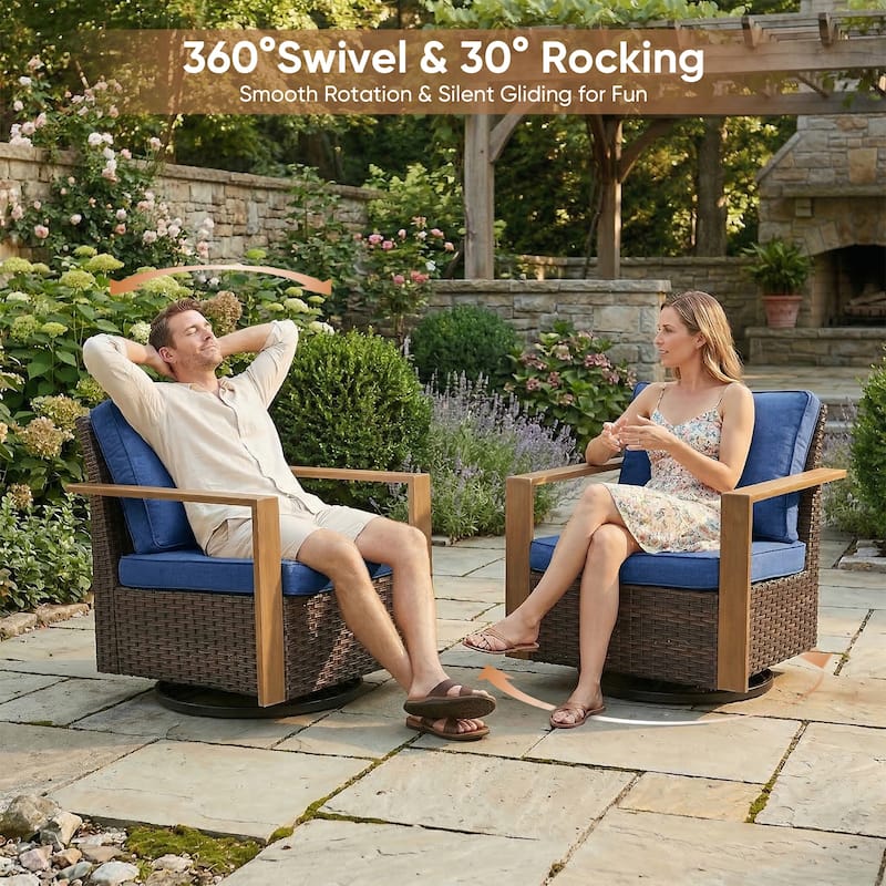 Gymojoy All-Weather Outdoor Sofa Swivel Chair Ottoman Sets