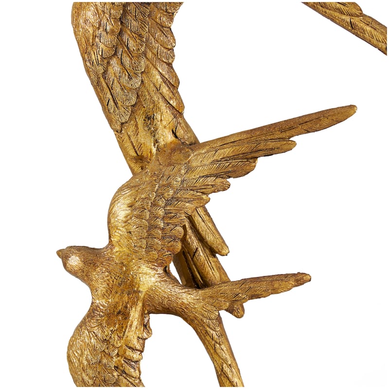Whimsical Polystone Bird Sculpture - Gold or Black