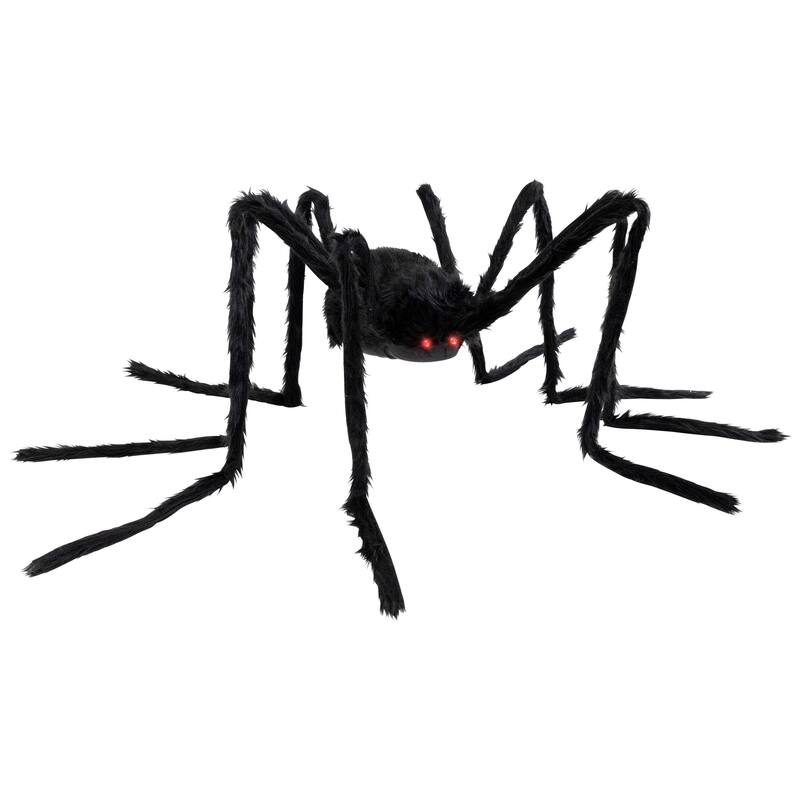 44" Pre-Lit Black Spider with Red Eyes Halloween Decoration