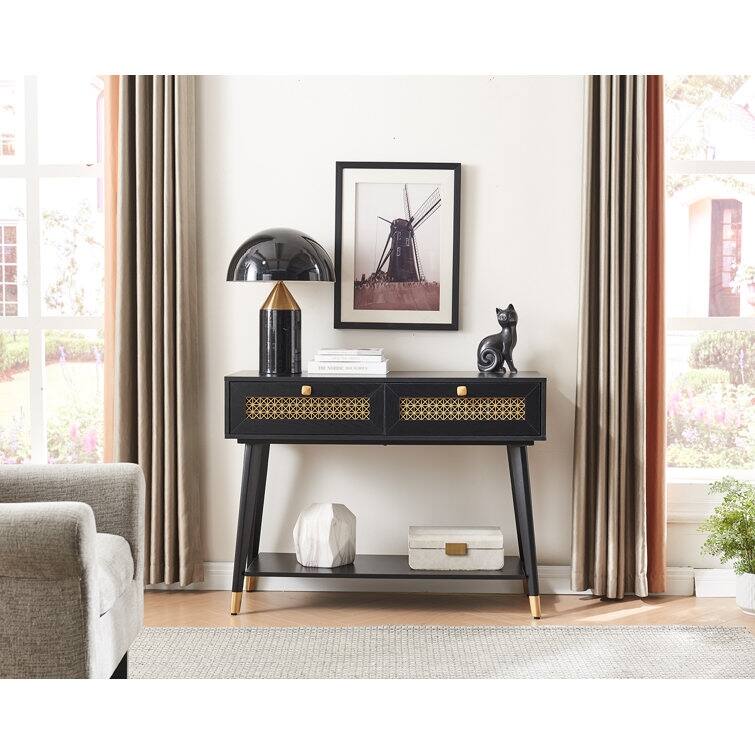 41.9'' Wood 2-Drawer Console Table - Black
