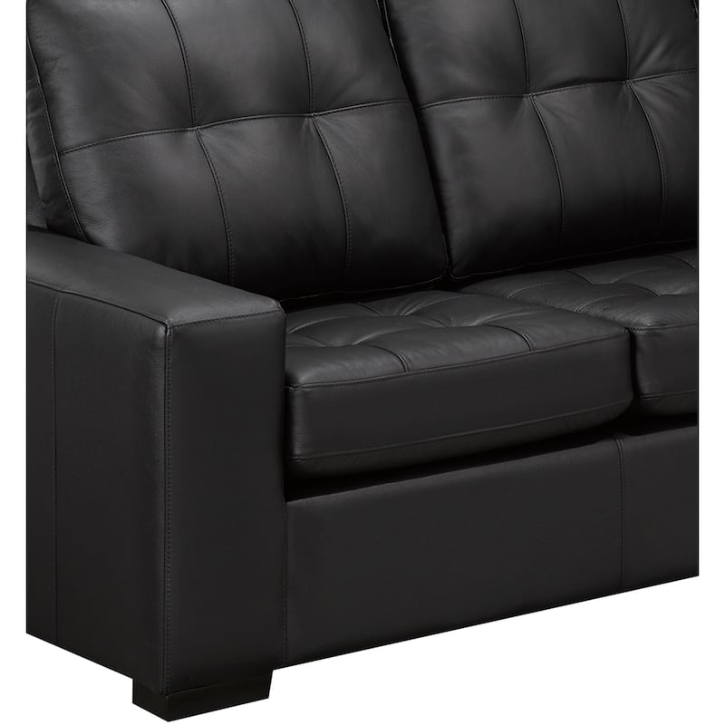 Liam Top Grain Leather Tufted Sectional Chaise Sofa