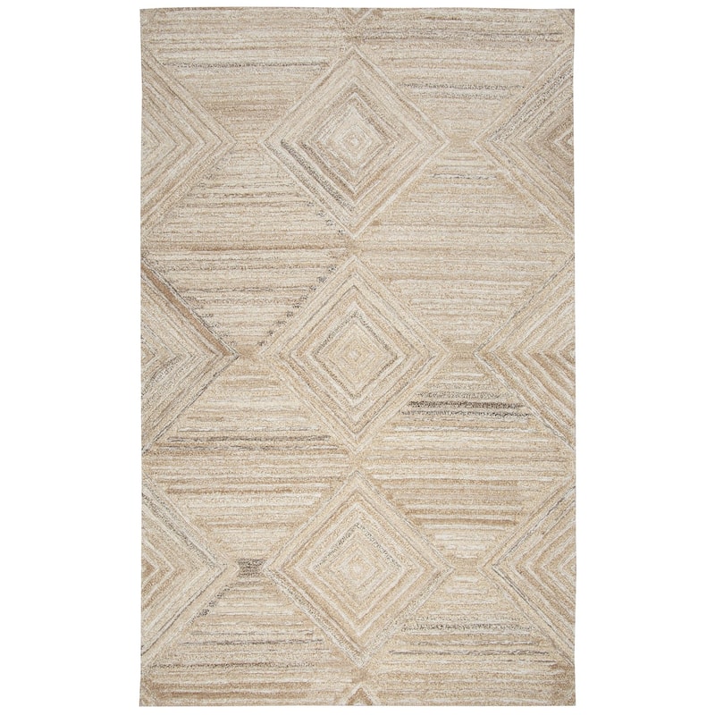 Alora Decor Makalu Hand-tufted Diamond Solid Wool Rug - 5'x8' - Tan