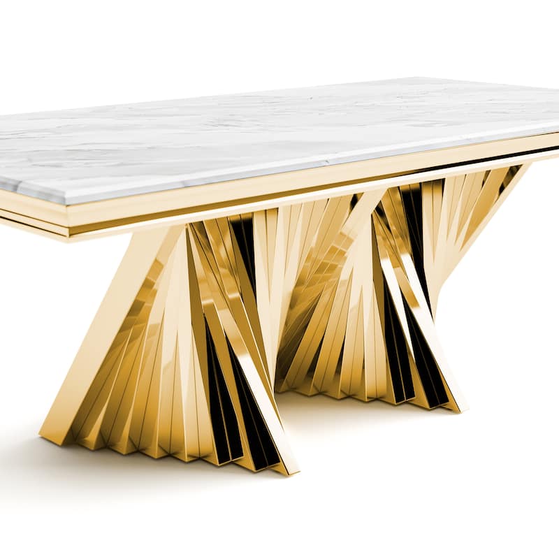 Furniture of America Thaddeus Glam 79-inch Sintered Stone Top Dining Table