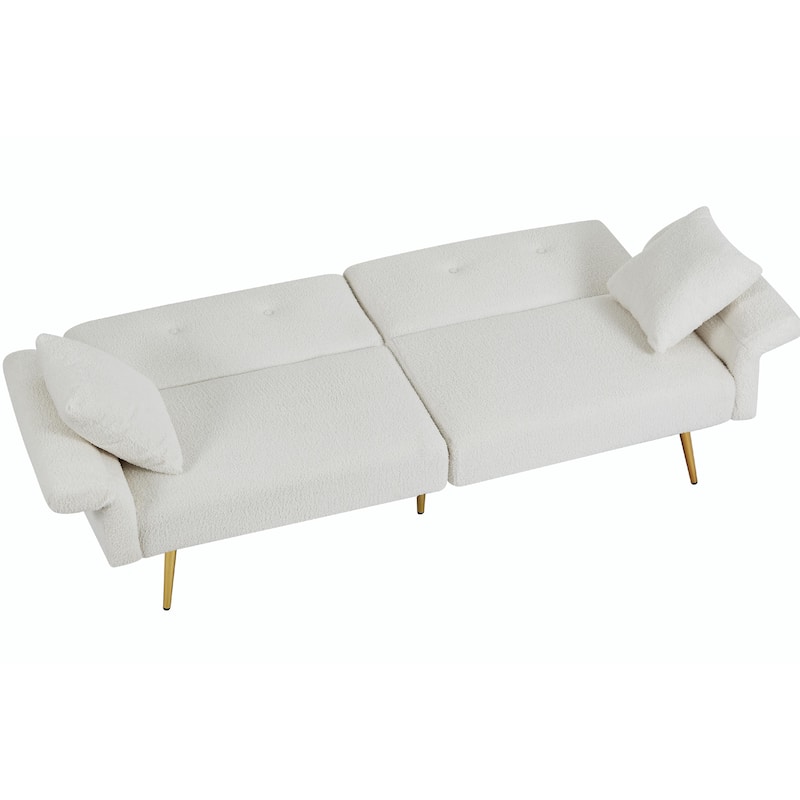 Modern Loveseat Sofa Bed - Teddy Upholstery with Side Pocket